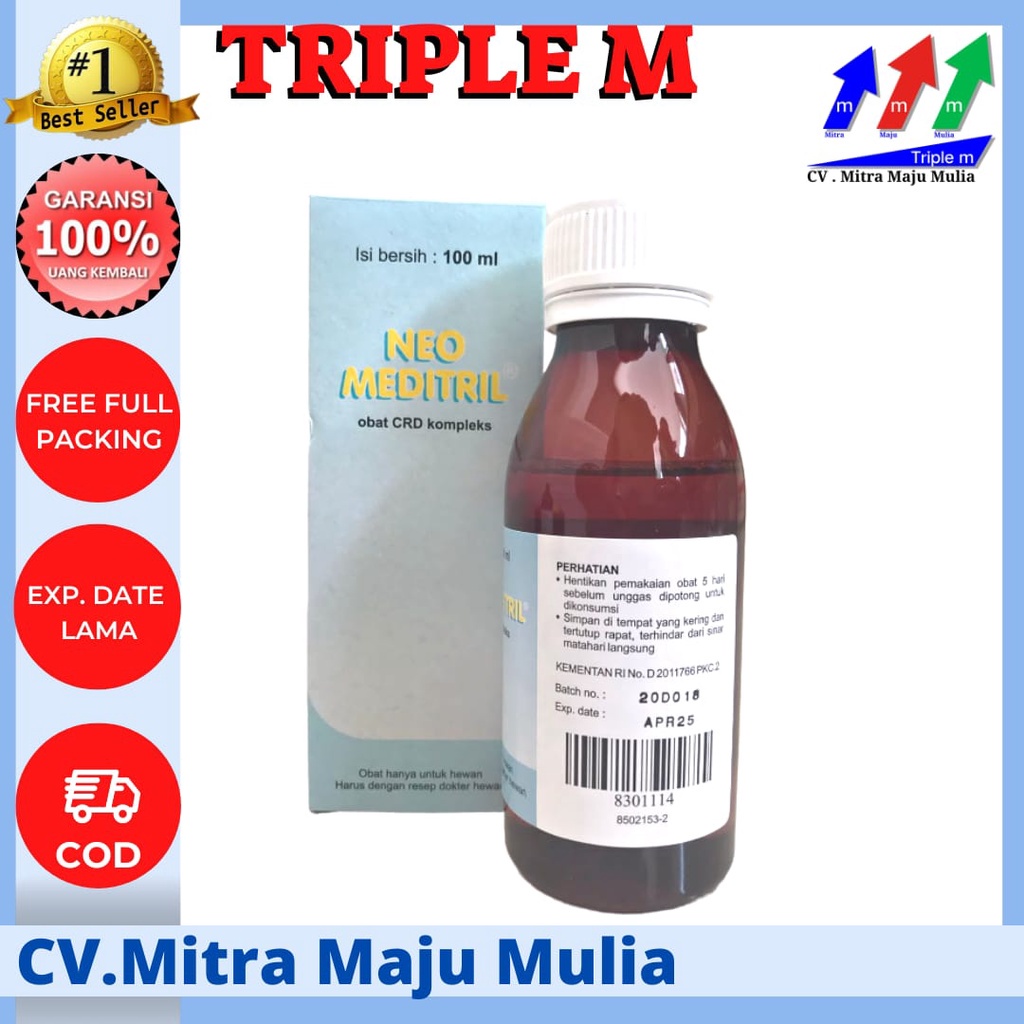 NEO MEDITRIL 100 ml NEO MEDITRIL 250 ml ORAL Obat CRD Flu Korisa Snot Ayam Burung NEOMEDITRIL