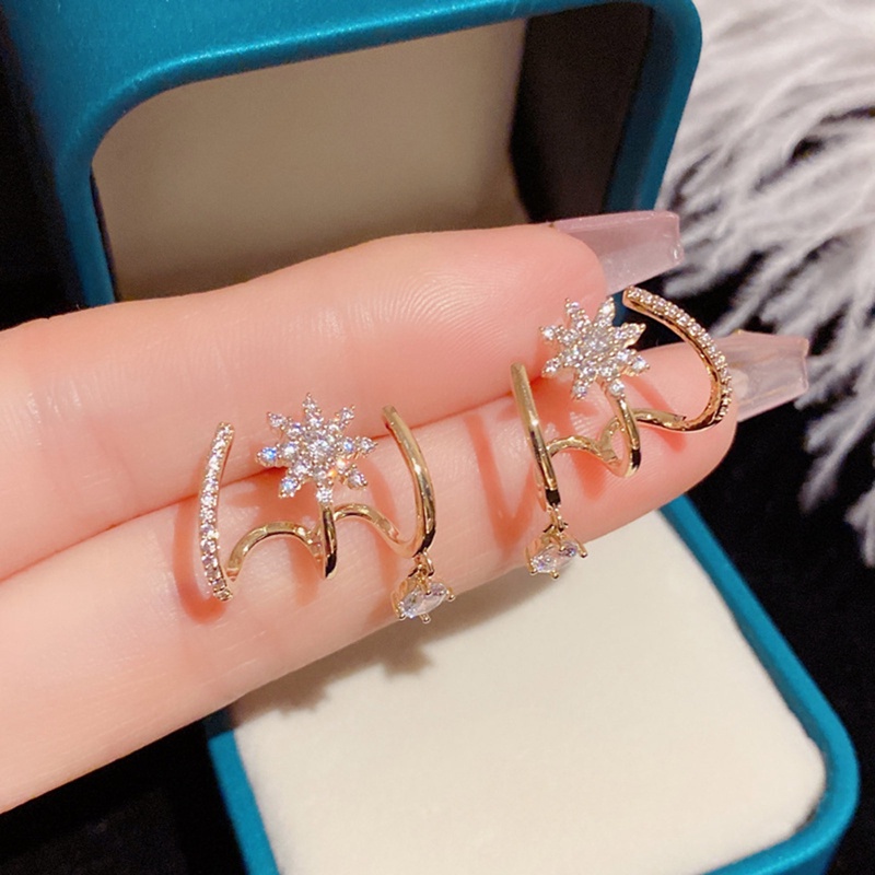 Baru Bertatahkan Zirkon Anting Bunga Emas Wanita Desain Unik Kepribadian Fashion Anting Perhiasan Pernikahan Hadiah Ulang Tahun