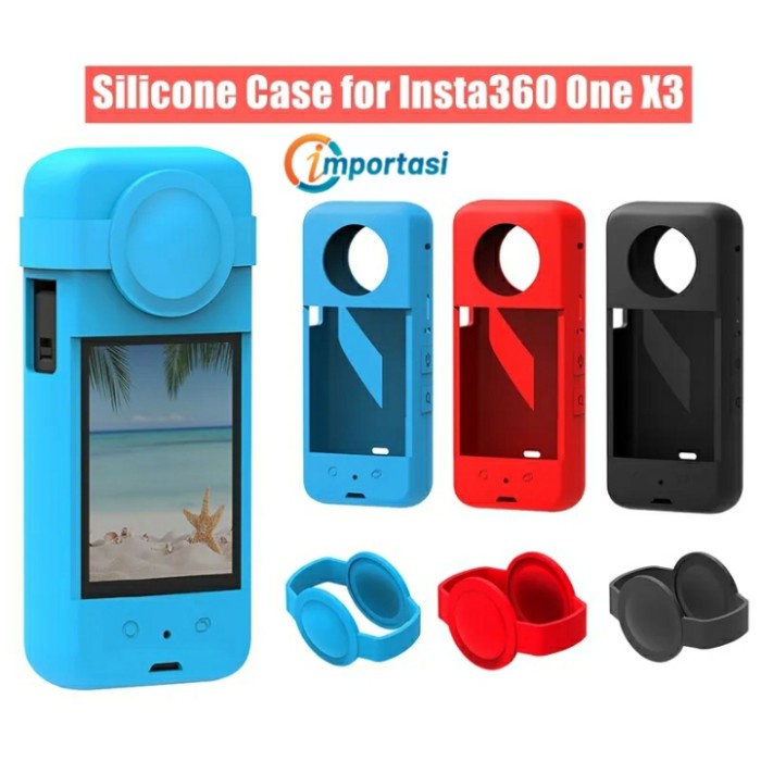 Silicone Case Body &amp; Lens Cap INSTA360 X3 Cover Lensa Silikon Kondom - Hitam