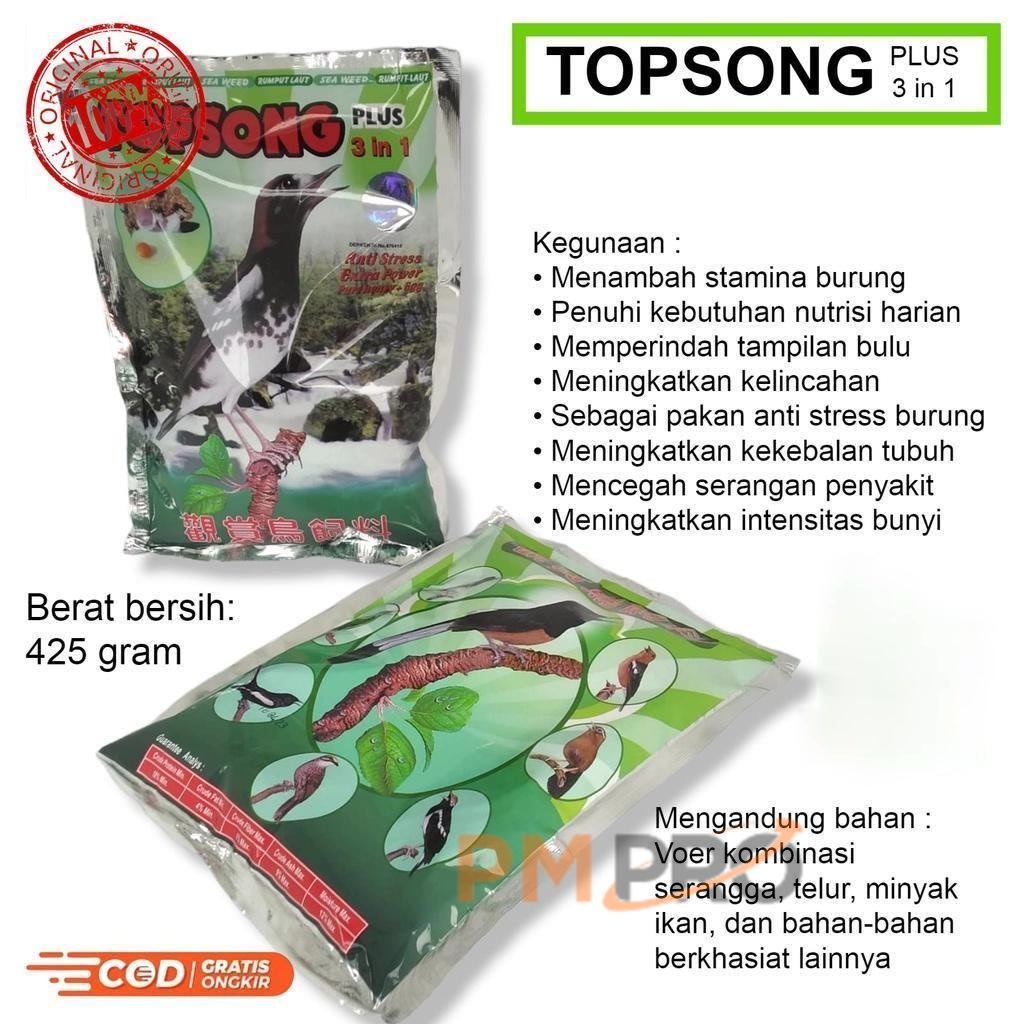 Topsong Plus 3 In 1 / Top Song Rumput Laut Seaweed & Coklat Dengan Madun Dan Telur Atau Voer Pur Kas