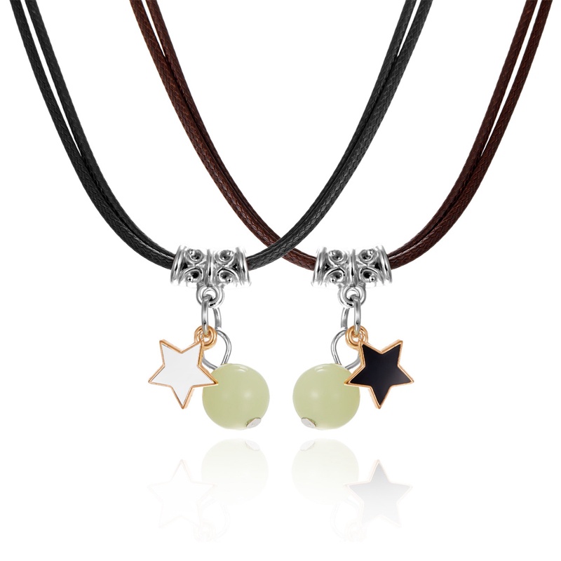 2 PCS/Set Fashion Pasangan Bercahaya Manik-Manik Bersinar Liontin Kalung Untuk Wanita Hati Bunga Bulan Kucing Persahabatan Perhiasan Kekasih Hadiah