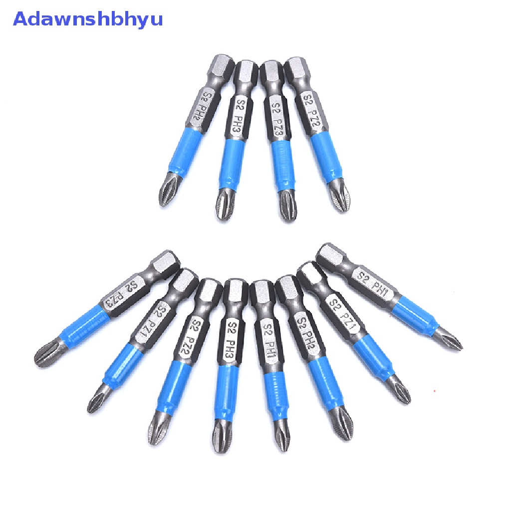Adhyu 12pcs Mata Obeng Listrik Anti Slip Hex Shank PH 50mm Single Side Drills ID