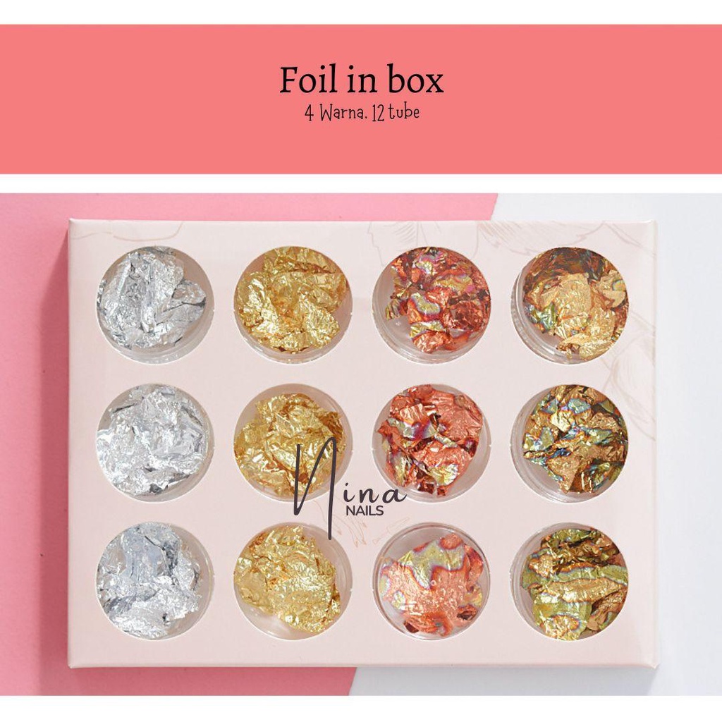 12x Foil Mix  box Nails Art Decorations