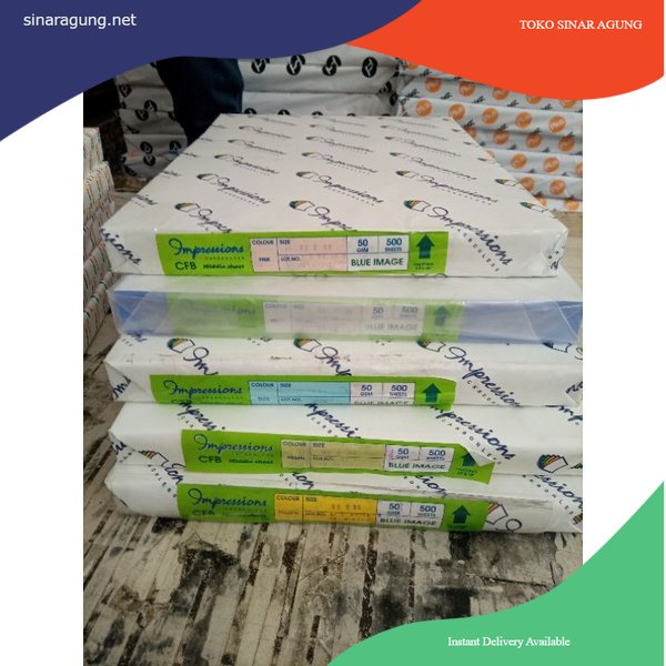 

KERTAS NCR-IMPRESSIONS carbonless-Middle sheet-Df(dobel folio)-50g 43x33-5varian warna-1RIM