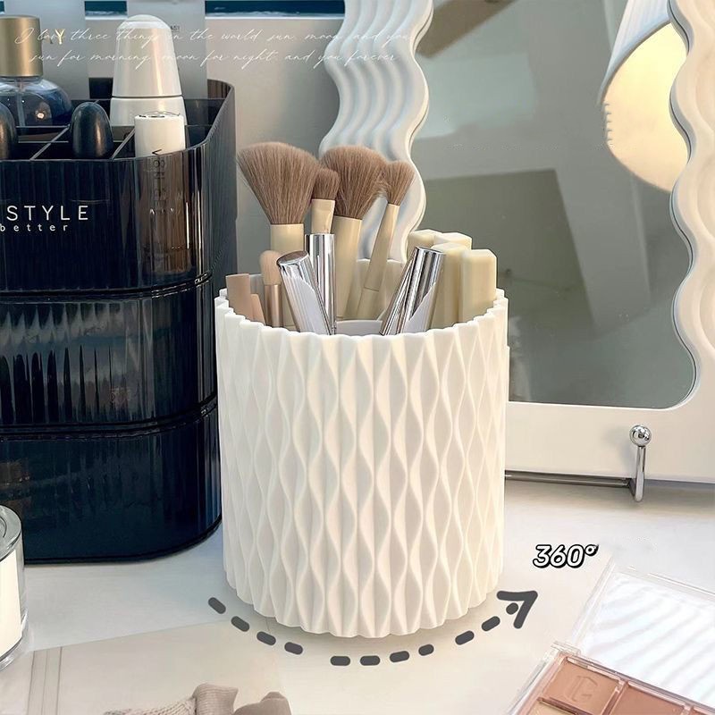 360kotak Penyimpanan Kuas Portabel Berputar Mewah Kapasitas Besar Brush Kosmetik Ember Portable Desktop Cosmetic Organizer Lipstik Pensil Alis Eye Shadow Brush Dust Pen Holder