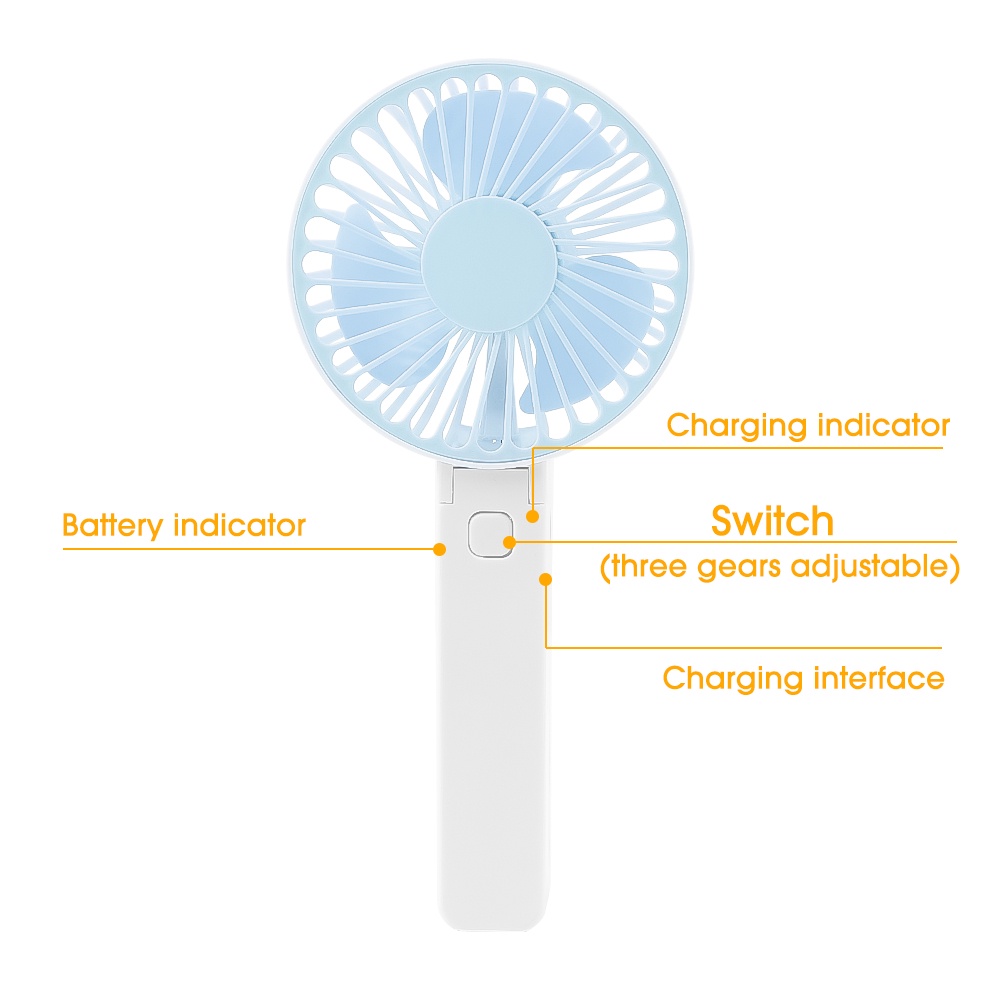 Kipas Genggam Lipat Portabel Rechargeable/Tiga Gigi Kecepatan Angin Adjustable Desktop Air Cooler Rumah Kantor Penggemar Perjalanan Luar Ruangan