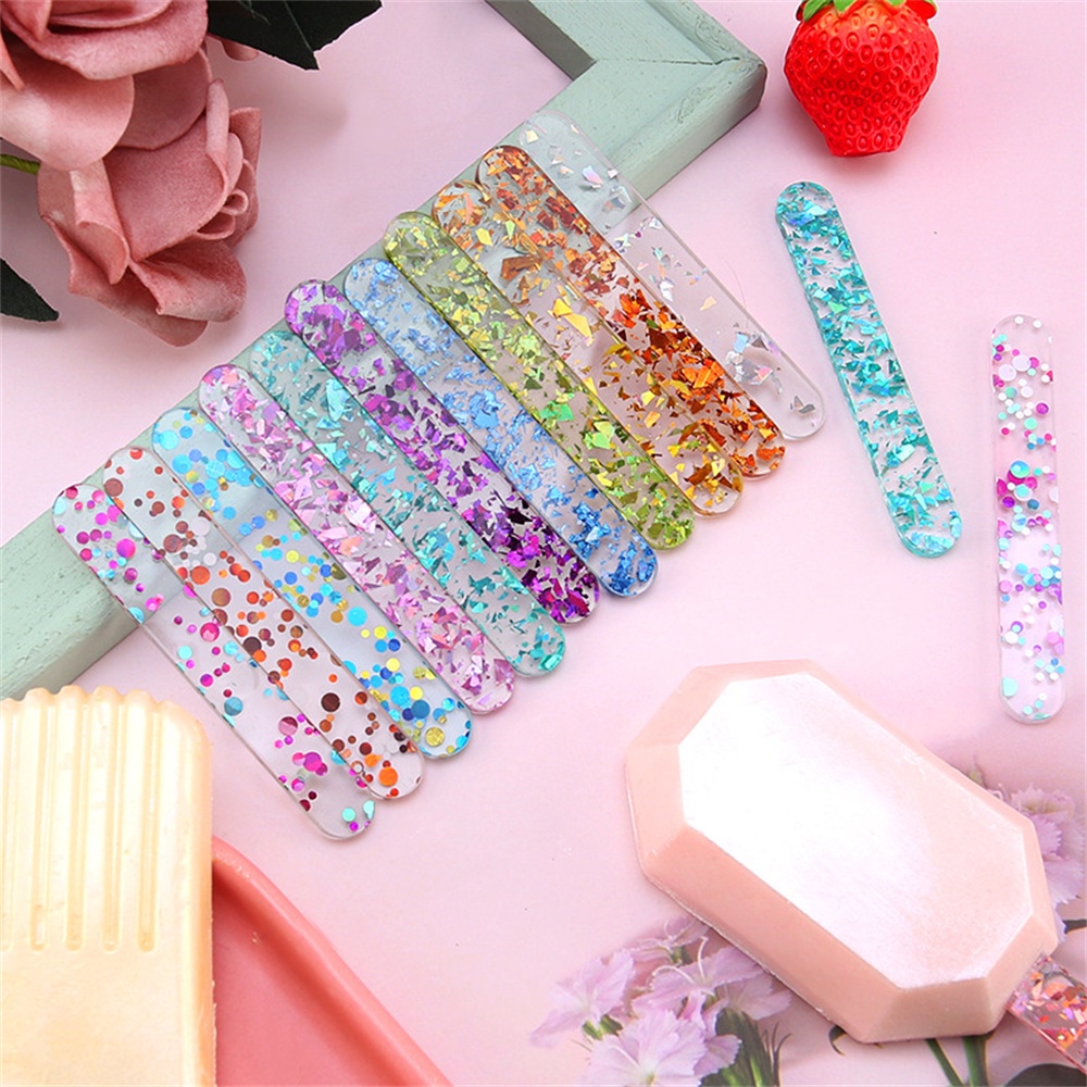 ღ 10Pcs Acrylic Ice Cream Stick Dapat Digunakan Kembali Cetakan Es Loli Cheese Stick Diy Stik Es Krim Kerajinan Aksesoris Stik Es Krim cetakan Dapur Model Stick