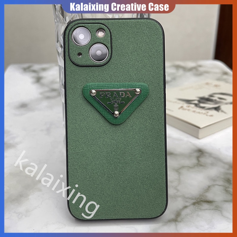 Casing Ponsel Prada Kulit Suede Untuk iPhone 14 Pro Max14Plus13 12 11 Pro Max Xs Max Xr X Xs Casing Cute Hard Back Cover