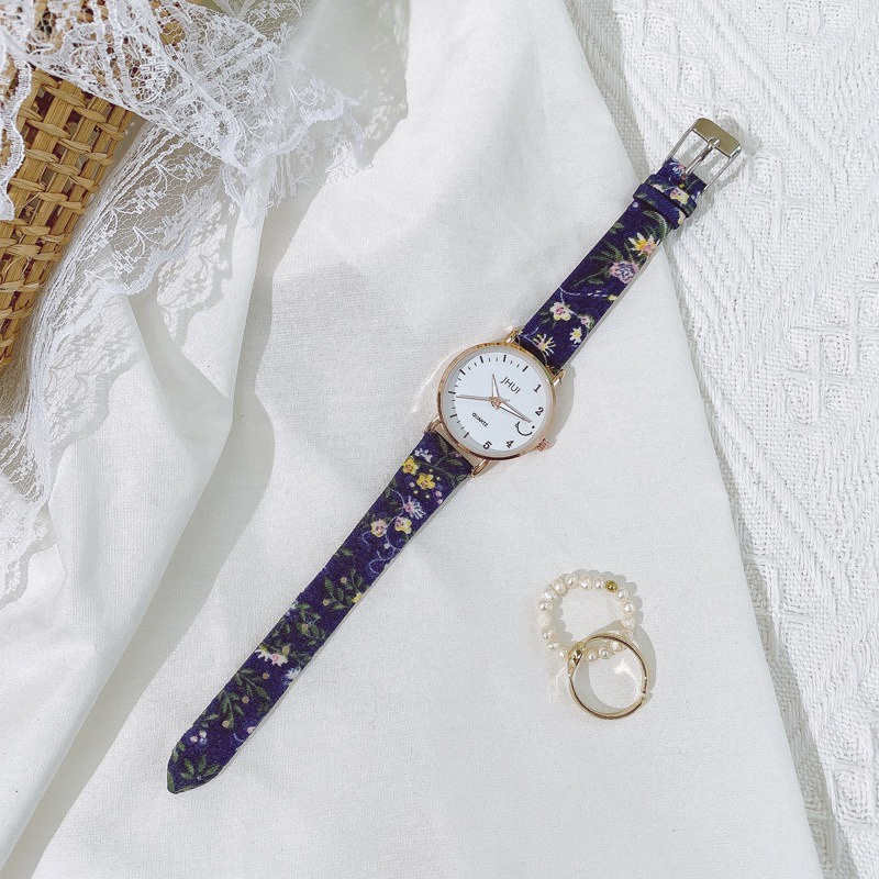 HBS 186 Jam Tangan Strap PU Analog Casual Gaya Retro Untuk Wanita Watch Korean Fashion