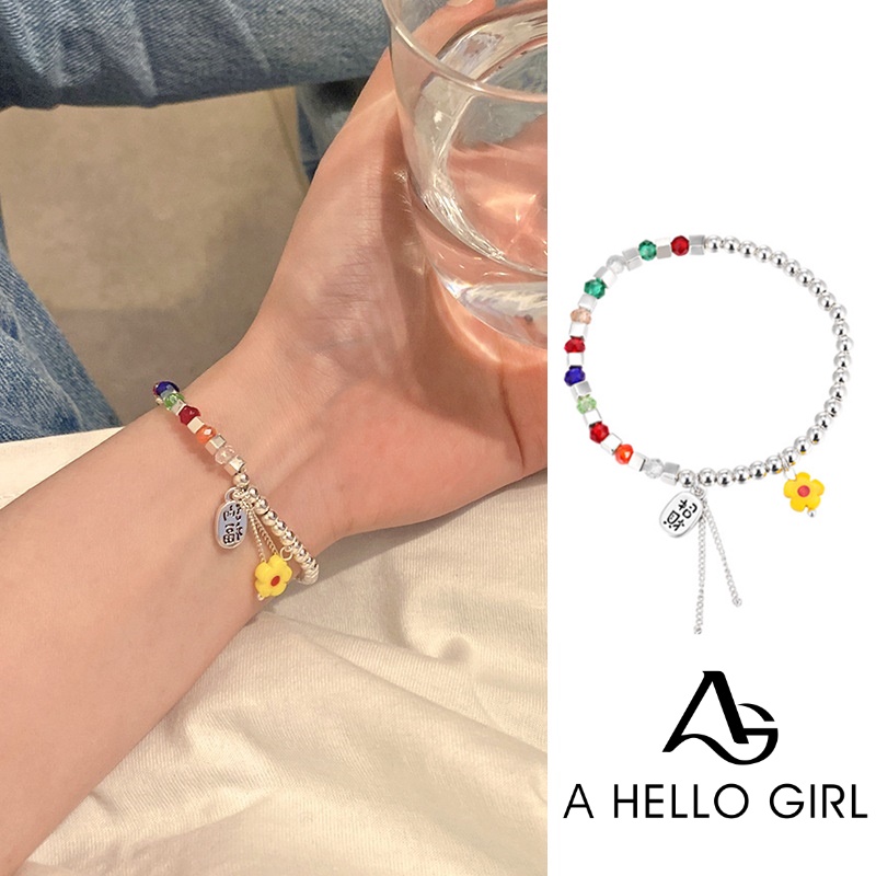 Hello Gelang Tangan Manik-Manik Kristal Warna-Warni Untuk Wanita