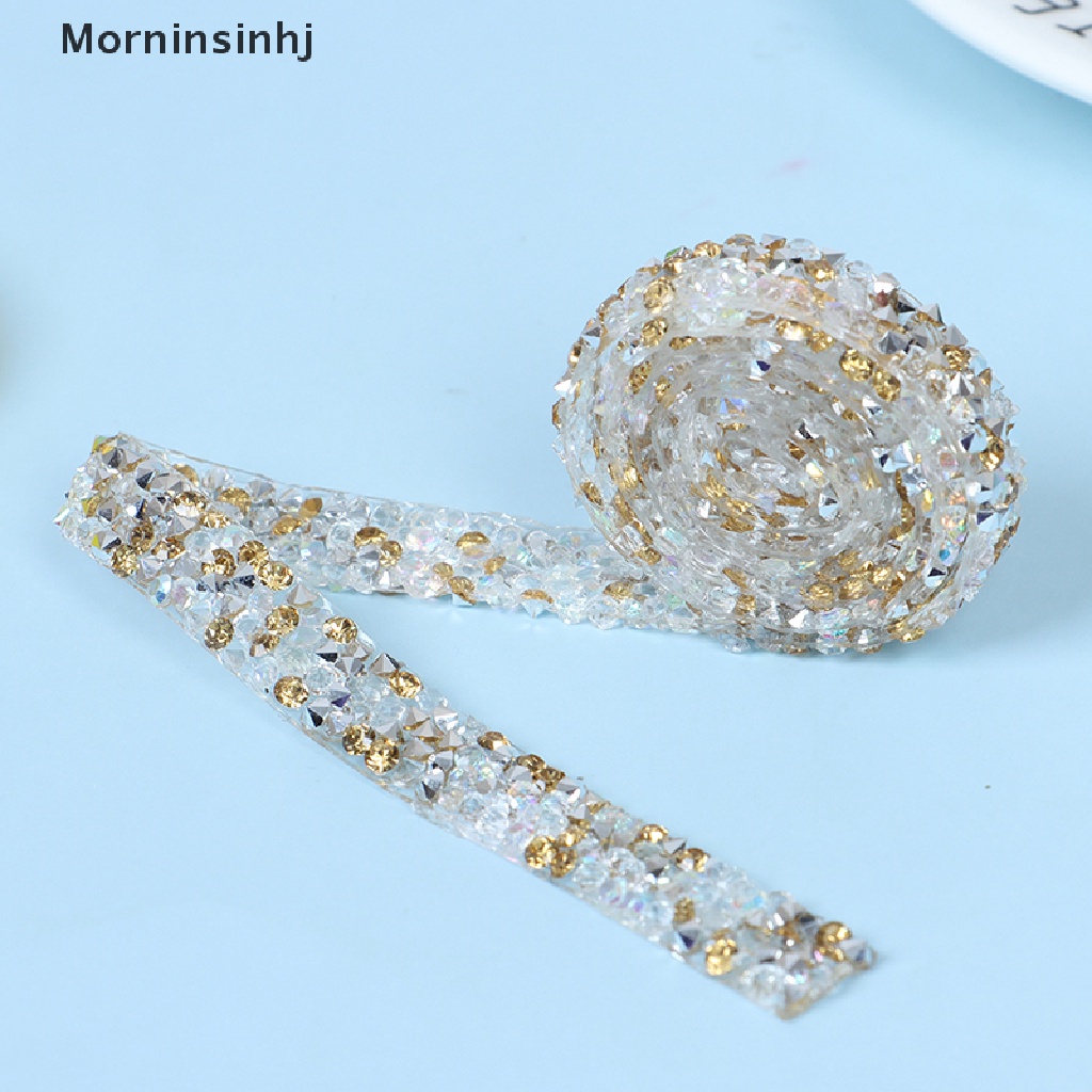 Mornin 1yard Hiasan Jahit Motif Kristal Fix Rhinestone Tape Pita Dengan Rhinestones id