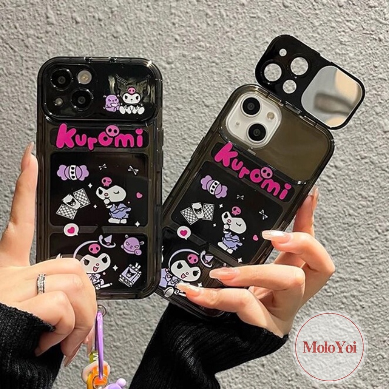 IPHONE Kartun Yang Indah Kalomi Kreatif Flip Make Up Mirror Case Kompatibel Untuk Iphone14 13 12 11 Pro MAX 11 XR 7 8 14 Plus X XS MAX SE 2020 Shockproof Soft TPU Phone Back Cover Case