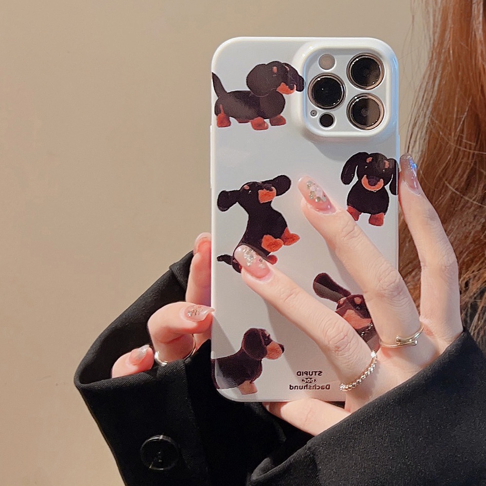 Lucu Creamed Dachshund Dog Kartun Hard Shell Film Fotografi Case Untuk Iphone SE 2020 7 /8 Plus 14xx XR XM 11 12 MINI 13 PRO MAX Casing Cover Pelindung AT0083