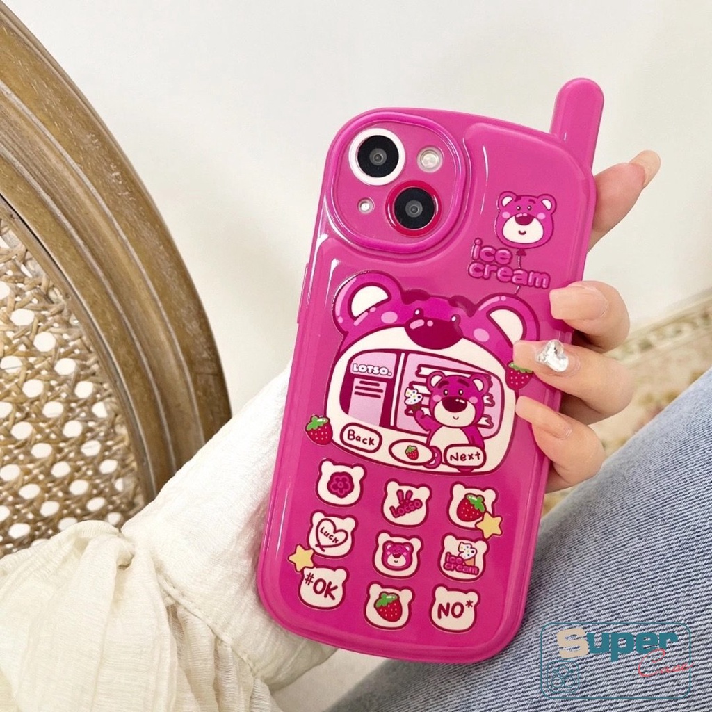 IPHONE Kepribadian Retro Kartun Ponsel Bentuk Case Kompatibel Untuk Iphone13 11 14 12 Pro MAX 7Plus 8Plus XR X XS Max7 8 Plus SE 2020 Kreatif Lucu Strawberry Manyo Lembut Tpu Cover