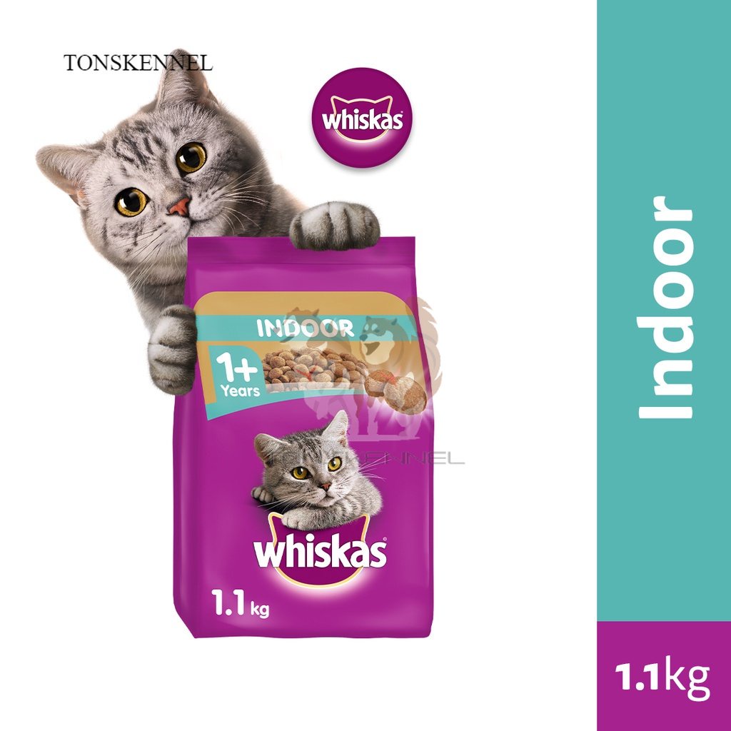 WHISKAS Indoor 1.1 kg 1.1kg Cat Food for Adult Cats - Makanan Kucing Kering Dengan Formula Untuk Kucing Indoor Dewasa