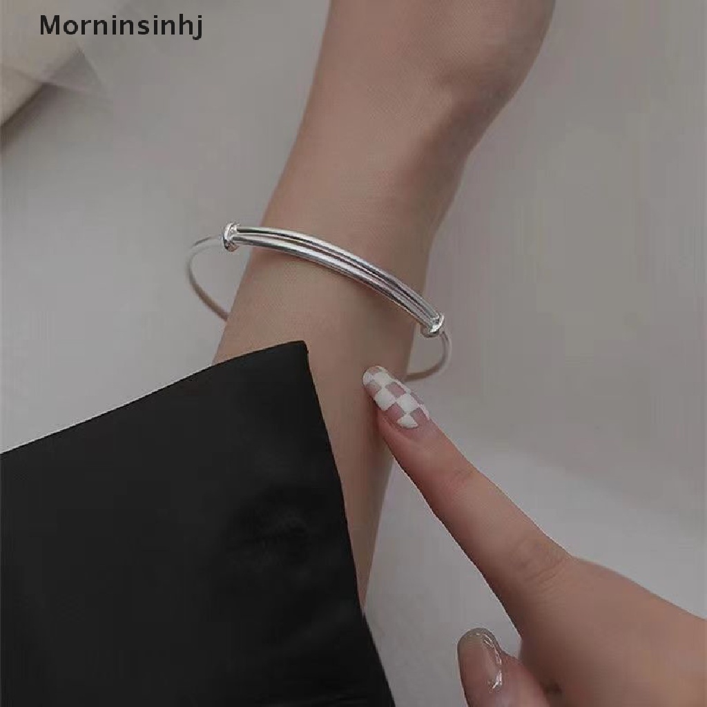 Mornin Fashion Vintage Adjustable Halus Gelang Simple Warna Silver Bangles Jewelry Charm Gelang Charm Perhiasan Untuk Wanita Pernikahan id