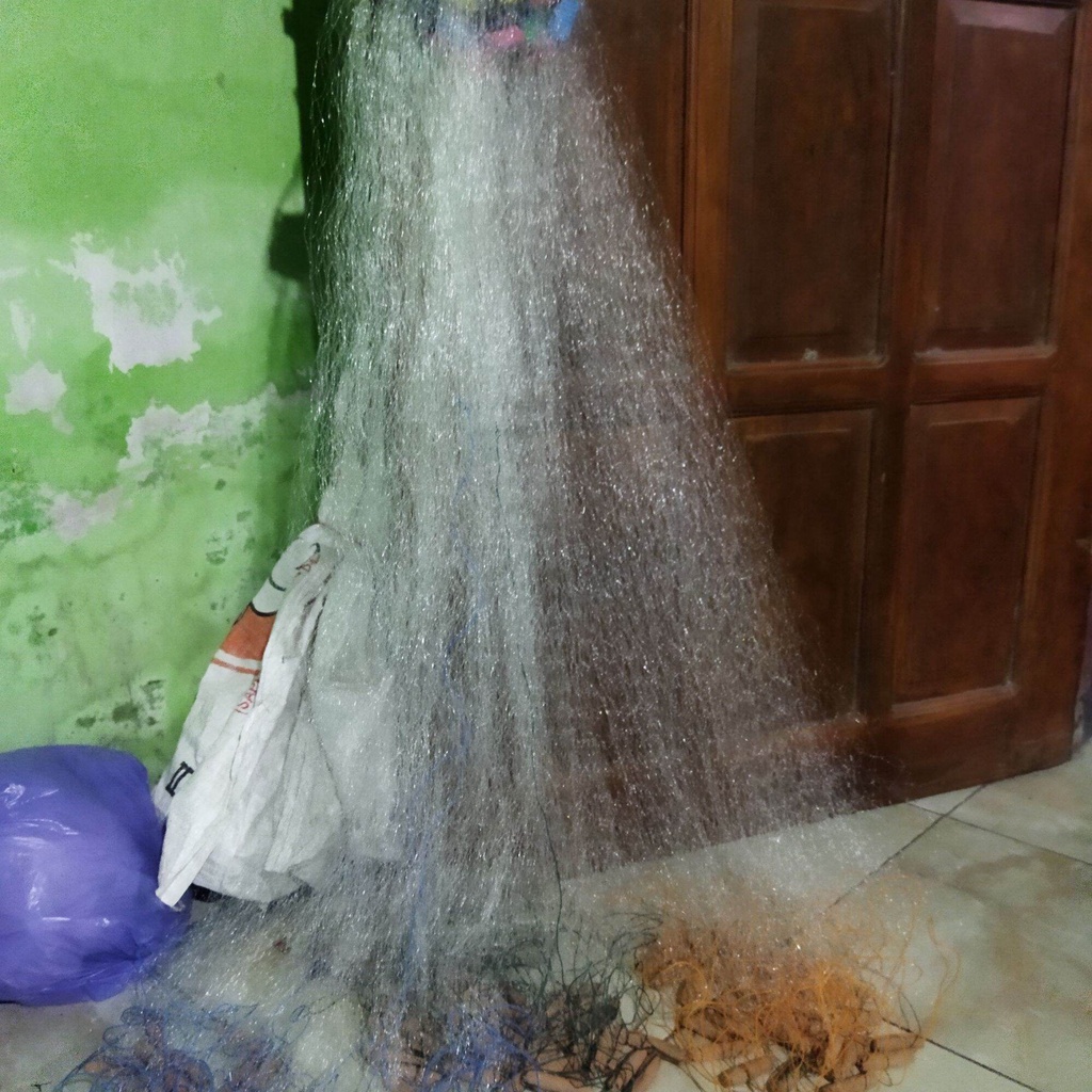 jaring ikan siap pakai ukuran 2 jari 3 jari panjang 10 meter tinggi 1 meter