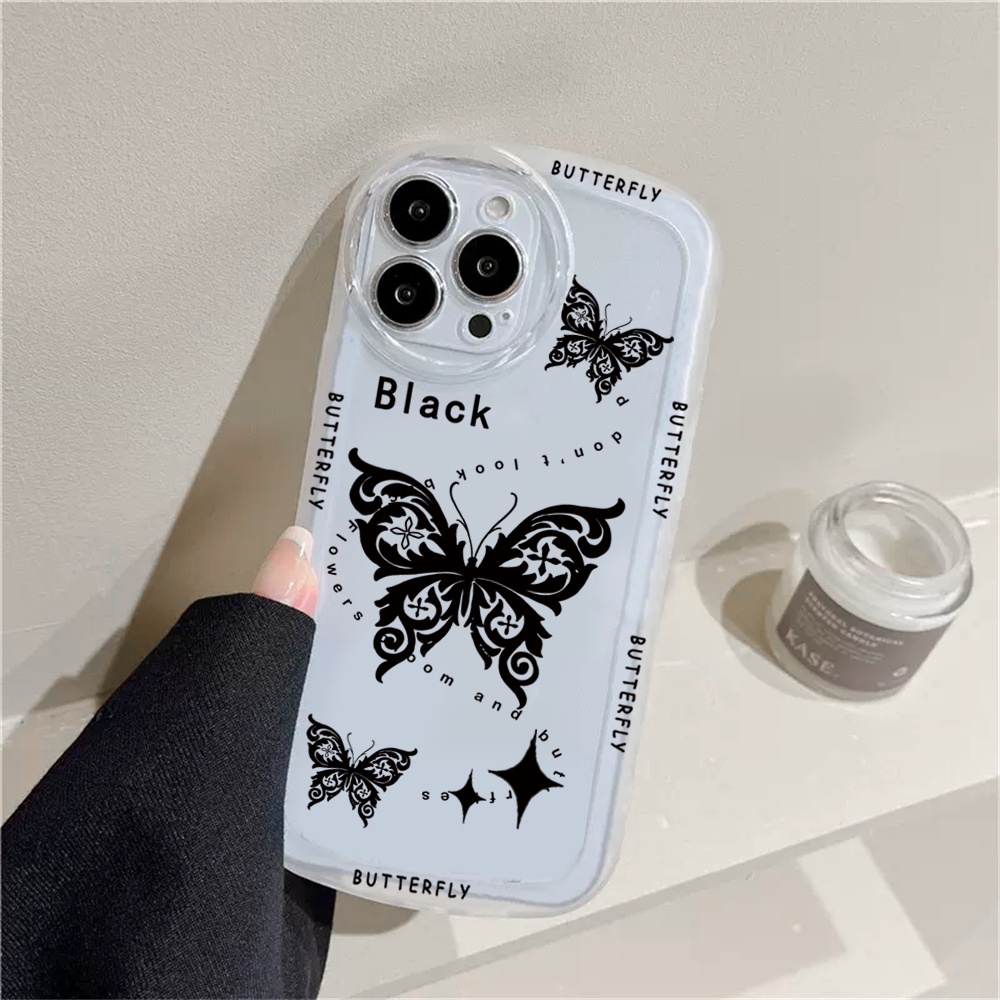 IPHONE Soft Case Untuk Iphone14 14 Pro 14 Pro Max12 12PRO 11PRO MAX IPhone11 ProMax X XR XS MAX 6 6S 7 8 Plus SE 2020 Garland Butterfly Dan Butterfly Gelap Sarung Silikon