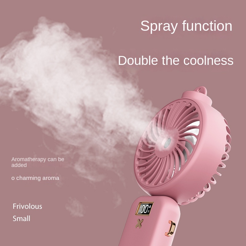 Kipas Mini Lipat Genggam digital display fan Aromaterapi spray cooling fan humidification desk top neck Kipas Kecil