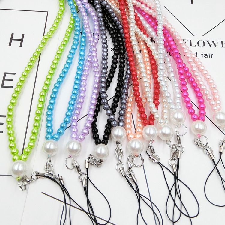 5warna Solid Bulat Rantai Manik-Manik Mutiara Imitasi 40CM Anti-lost Lanyard Panjang Universal Strap Untuk iPhone Android OPPO VIVO Huawei Xiaomi Redmi Samsung Semua Ponsel DIY