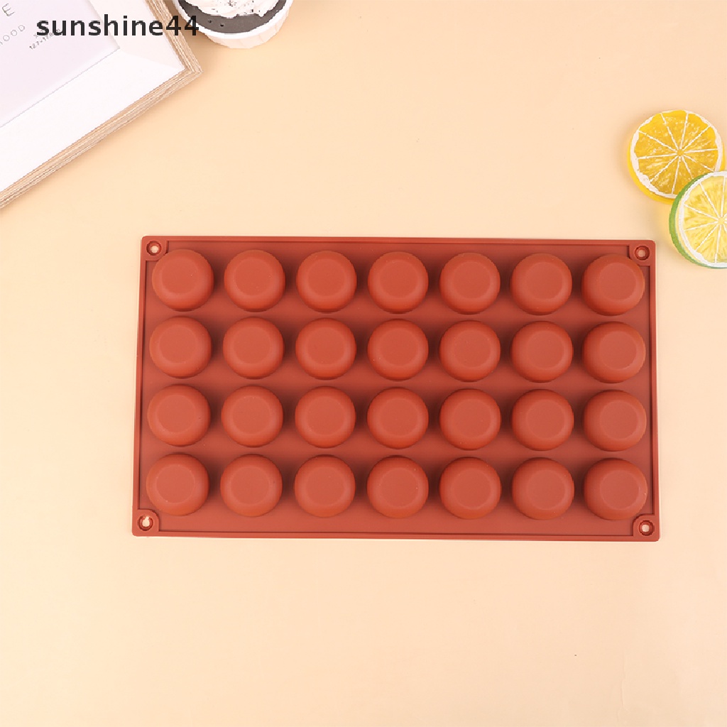 Sunshine 1Pc 28rongga Oblate Bentuk Bulat Cetakan Silikon Kue Mousse Tools Baking Mould ID