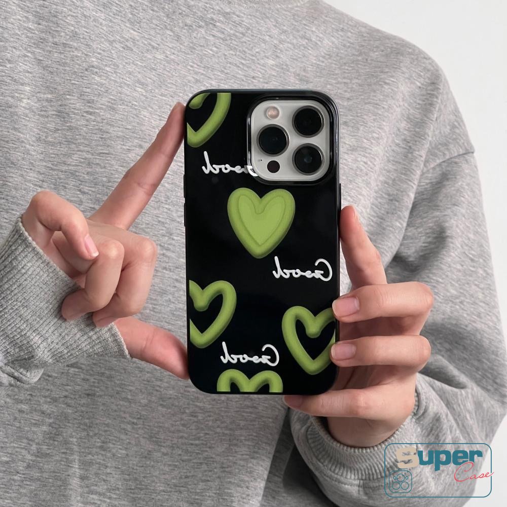 IPHONE Casing Kompatibel Untuk Iphone7 8 Plus 11 12 13 14 Pro Max XR X XS Max SE 2020 Kepribadian Lucu Graffiti Cinta Hati Keren Hitam Glossy Shockproof Lembut TPU Tahan Kotoran Ponsel Cover