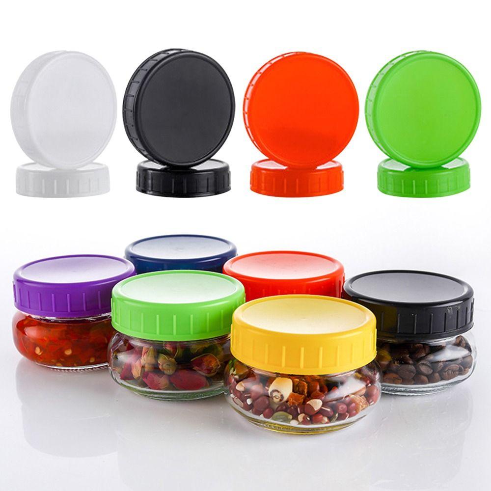 Suyo 6pcs Mason Jar Lid Alat Dapur Plastik Untuk Mulut Lebar Jar Seal Penutup Botol