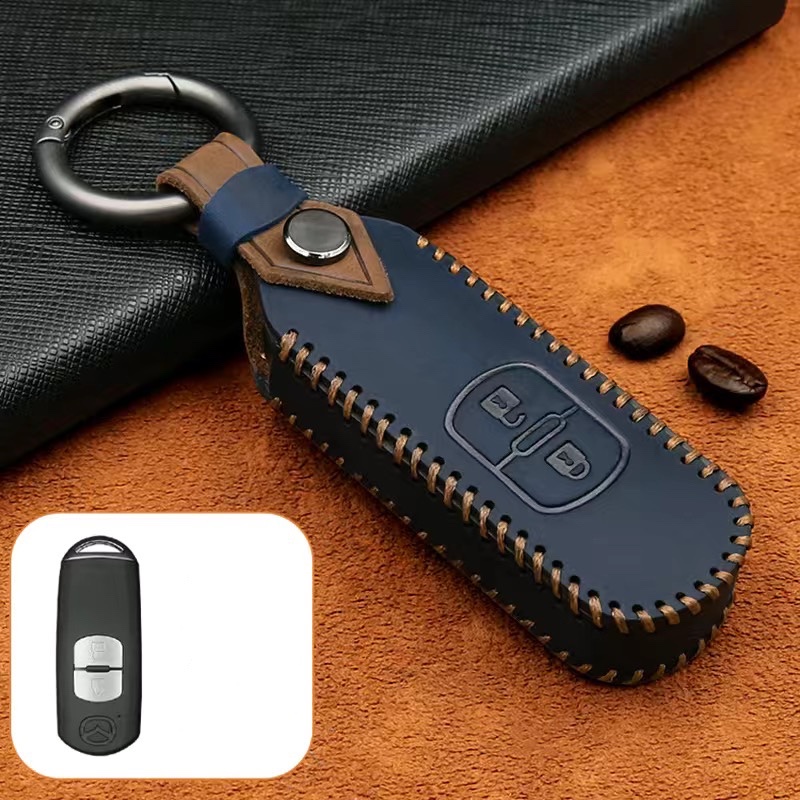 Untuk Mazda Leather Key Holder Cover Smart Key Untuk Mazda2 Mazda3 CX-3 CX-5