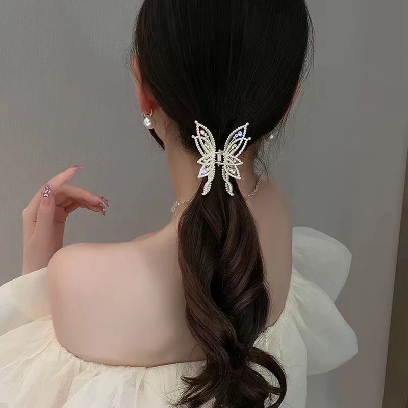 Fashion Logam Kerawang Rambut Cakar Kupu-Kupu Jepit Rambut Untuk Wanita Gadis Elegan Ponytail Claw Clip Vintage Hairpin Aksesoris Rambut