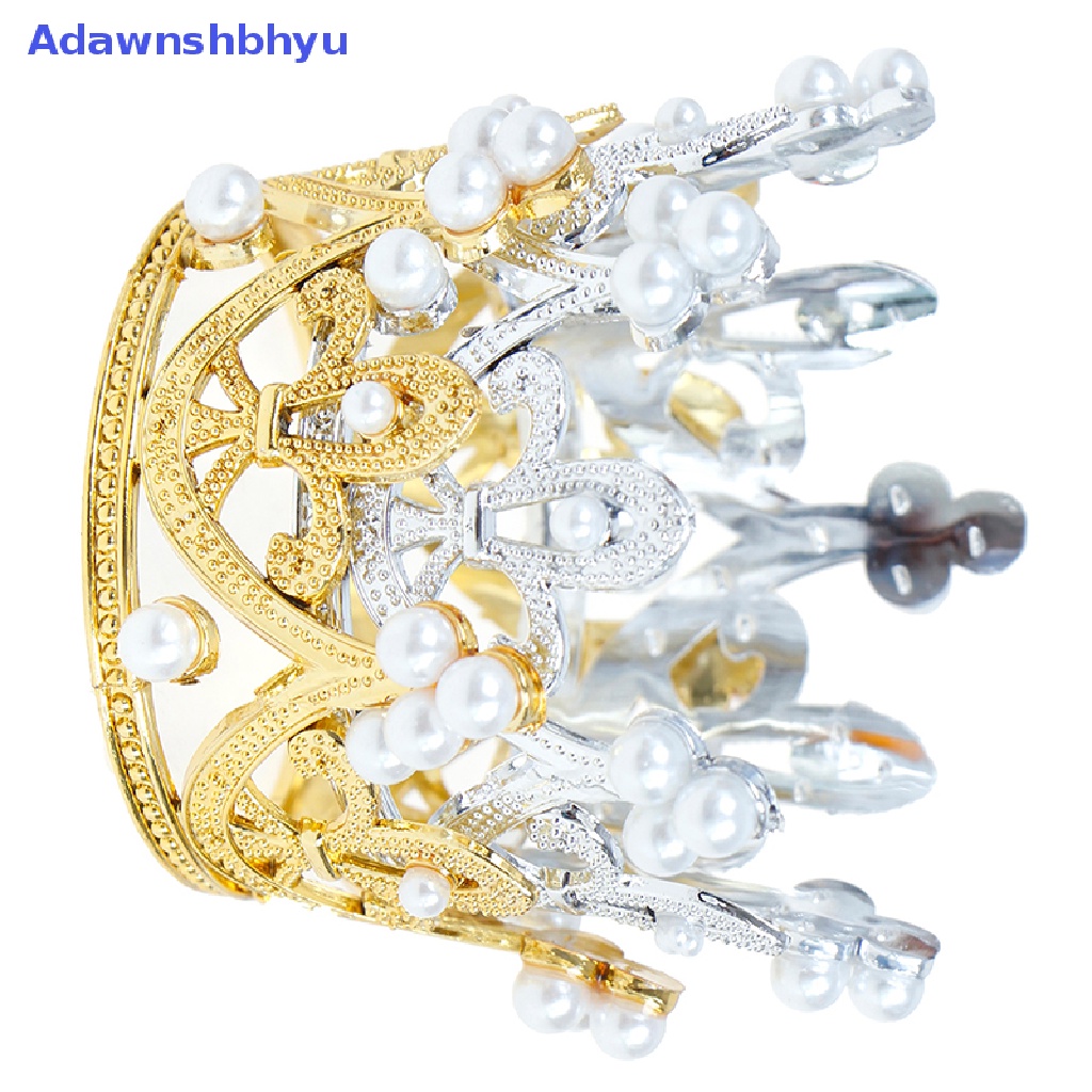 Adhyu 1PC Topper Kue Mahkota Mini Kristal Mutiara Tiara Anak Hiasan Rambut ID