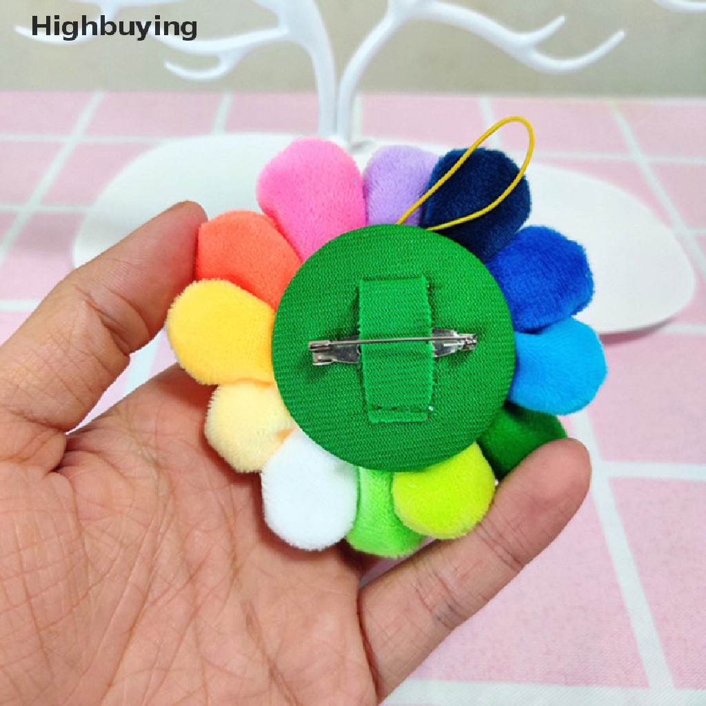 Hbid Smile Sunflower Pendant Soft Flower 6 cm New Kawaii Rain Bros Boneka Boneka Warna-Warni Mainan Mewah Tas Dekorasi Ada Box Hadiah Glory