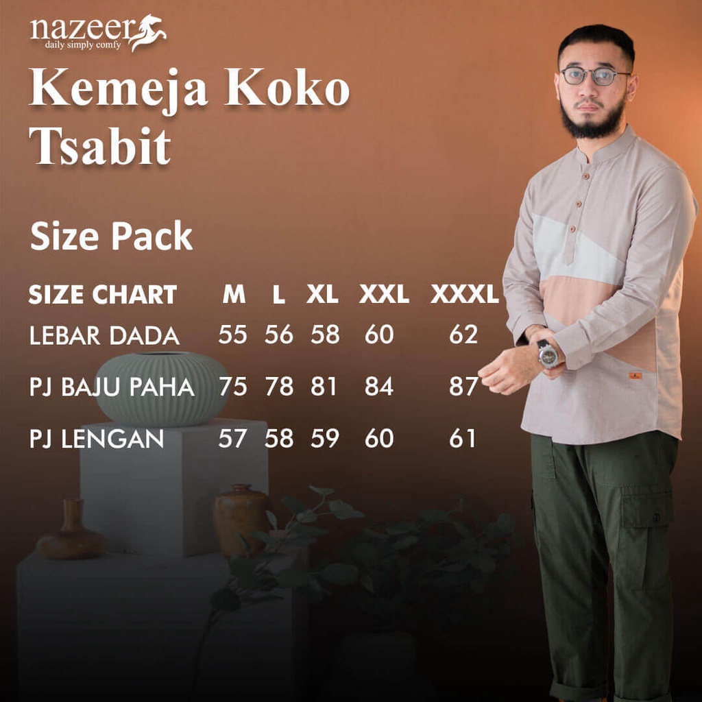 Kemeja Koko Pria Dewasa Kemko Kasual Motif Premium TSABIT NAZEER