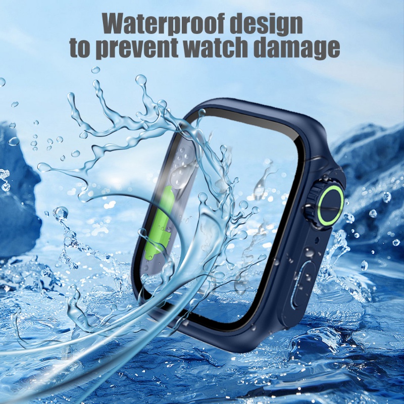 Ringan Anti-Tabrakan Tempered Glass Watch Case Tahan Air All-inclusive Change To Ultra PC Screen Protector Cover Kompatibel Untuk Apple Watch 7per8 Generation 45mm