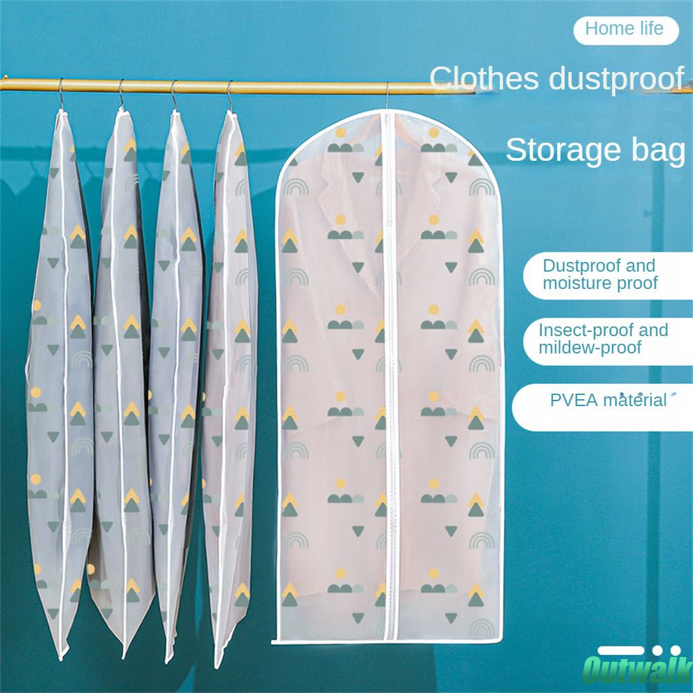 ღ Pakaian Tahan Air Debu Cover Menebal Mantel Menggantung Tas Debu Kelembaban Bukti Perlindungan Kantong Rumah Penyimpanan Tas Kantong Pakaian Organizer