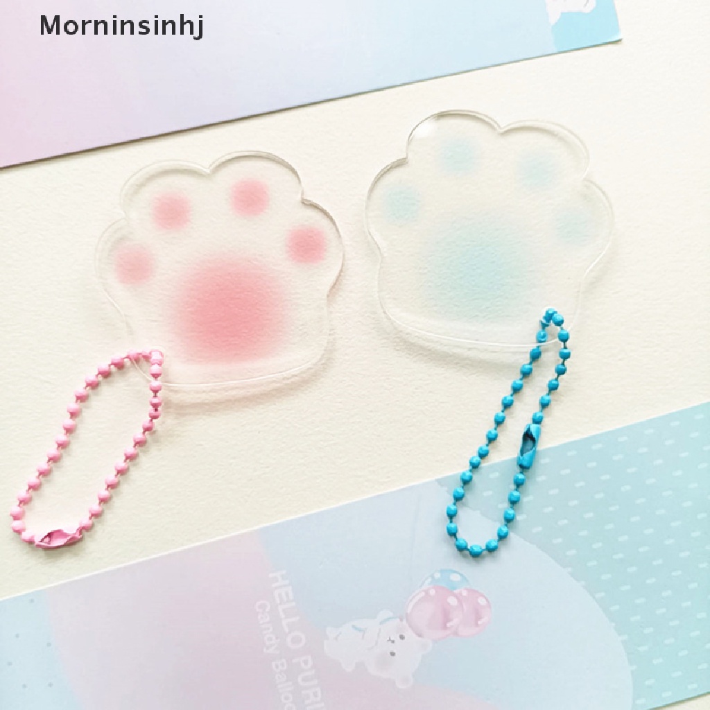 Mornin Transparan Liontin Disc Gradien Akrilik Gantungan Kunci Cakar Kucing Kreatif Diy Aksesoris Dekorasi Bulat Handmade Kreativitas Keychain Tag id