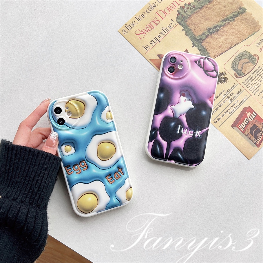 Redmi A1 10C 10A 10 9 9A 9C 9T Note 11 Pro+ 11s 11 10s 10 9s 9 8 Pro Poco X4Pro X3Pro Mi 11 Lite 11T 10TPro 12Pro Egg Rabbit 3D Vision Phone Case TPU Soft Cover Pelindung