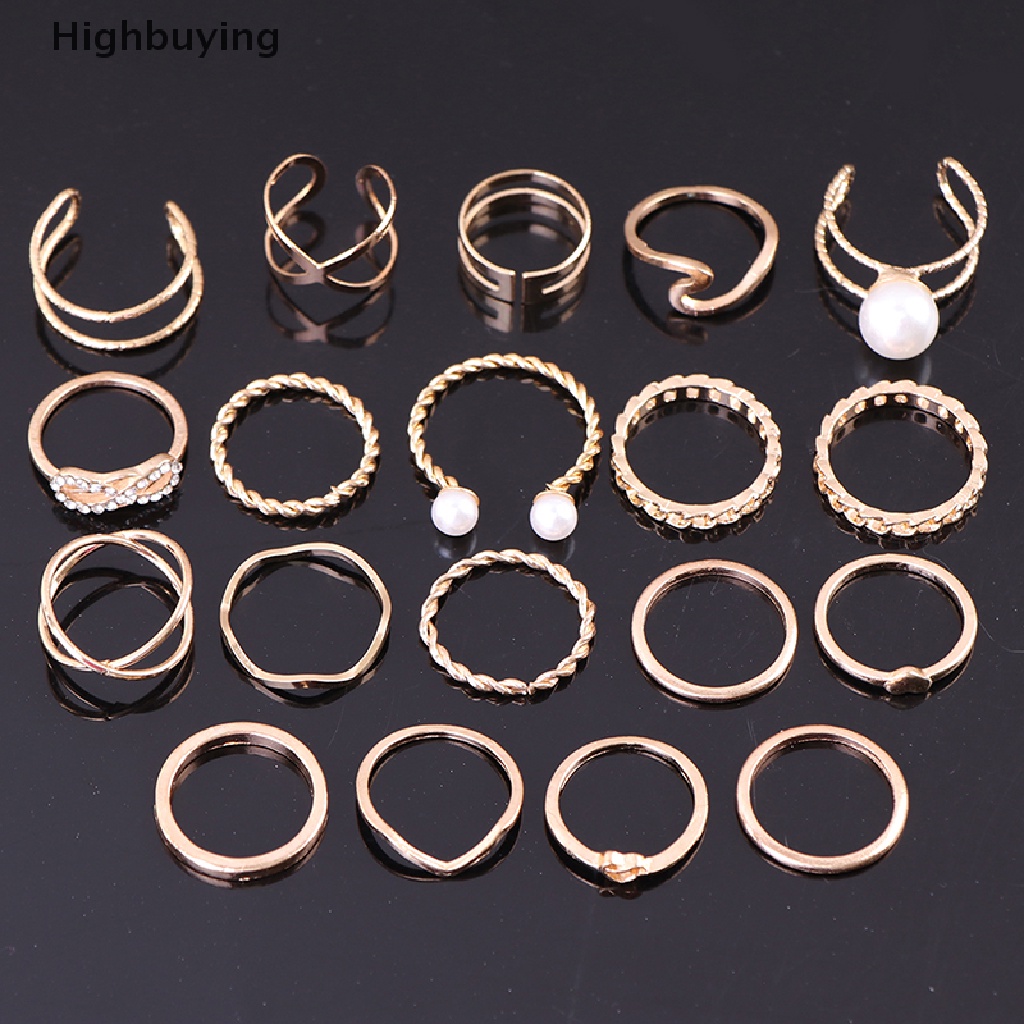 Hbid 18Pcs/set Cincin Kepribadian Fashion Wanita Hadiah Perhiasan Glory