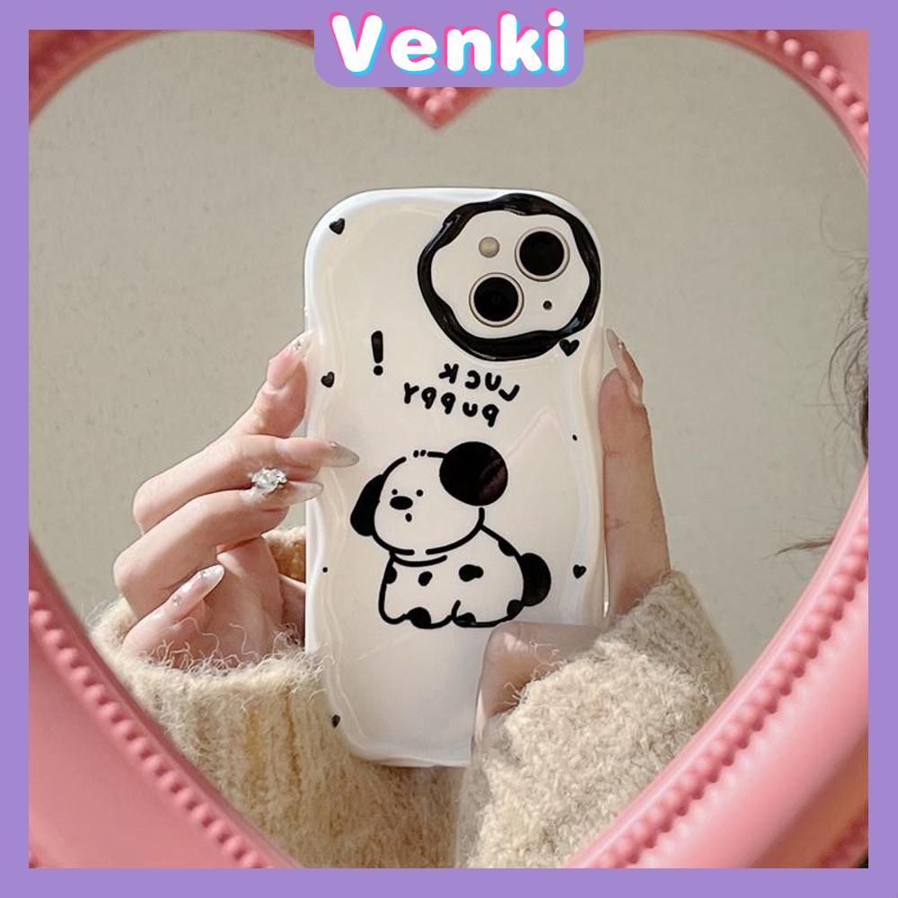 Case iPhone 11 Pro Max TPU Soft Glossy White Curved Wave Case Cute Cartoon Dog Camera Protection Shockproof For iPhone 14 13 12 11 Plus Pro Max 7 Plus X XR