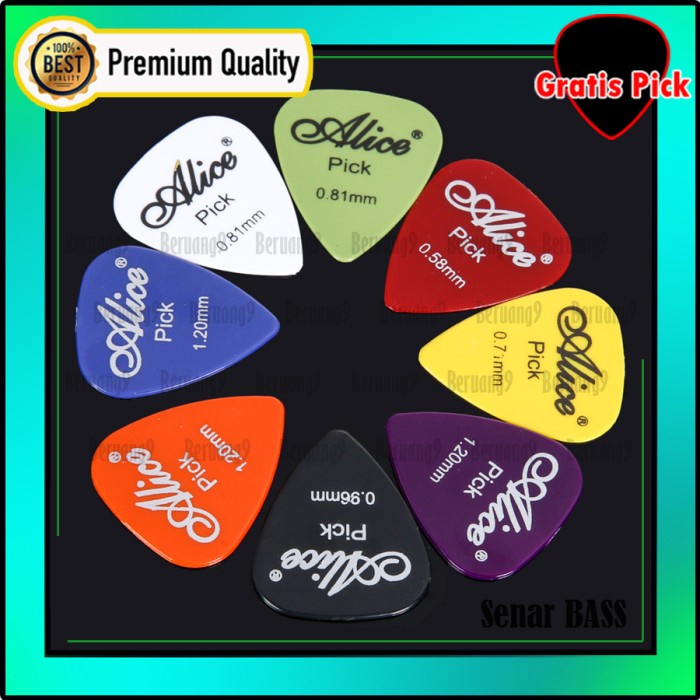 Pick Gitar Pik Gitar Pick Bass Alice Varian Ukuran Bahan Tebal