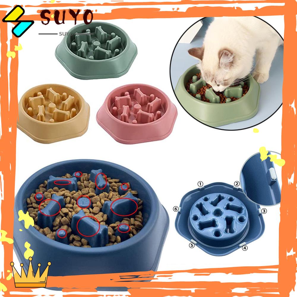 Suyo Pet Slow Feeder Non-Slip Cegah Kerakusan Obesitas Anti Tersedak Interaktif Piring Puppy