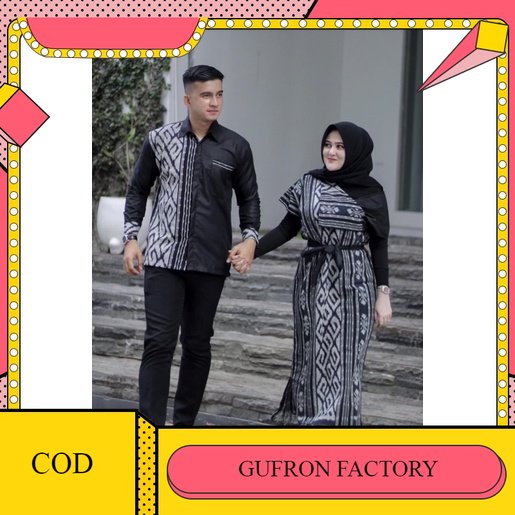 COUPLE AURORA TORAJA HITAM COUPLE TENUN BATIK KAMPUS DRESS KONDANGAN COUPLE KELUARGA || SET COUPLE T