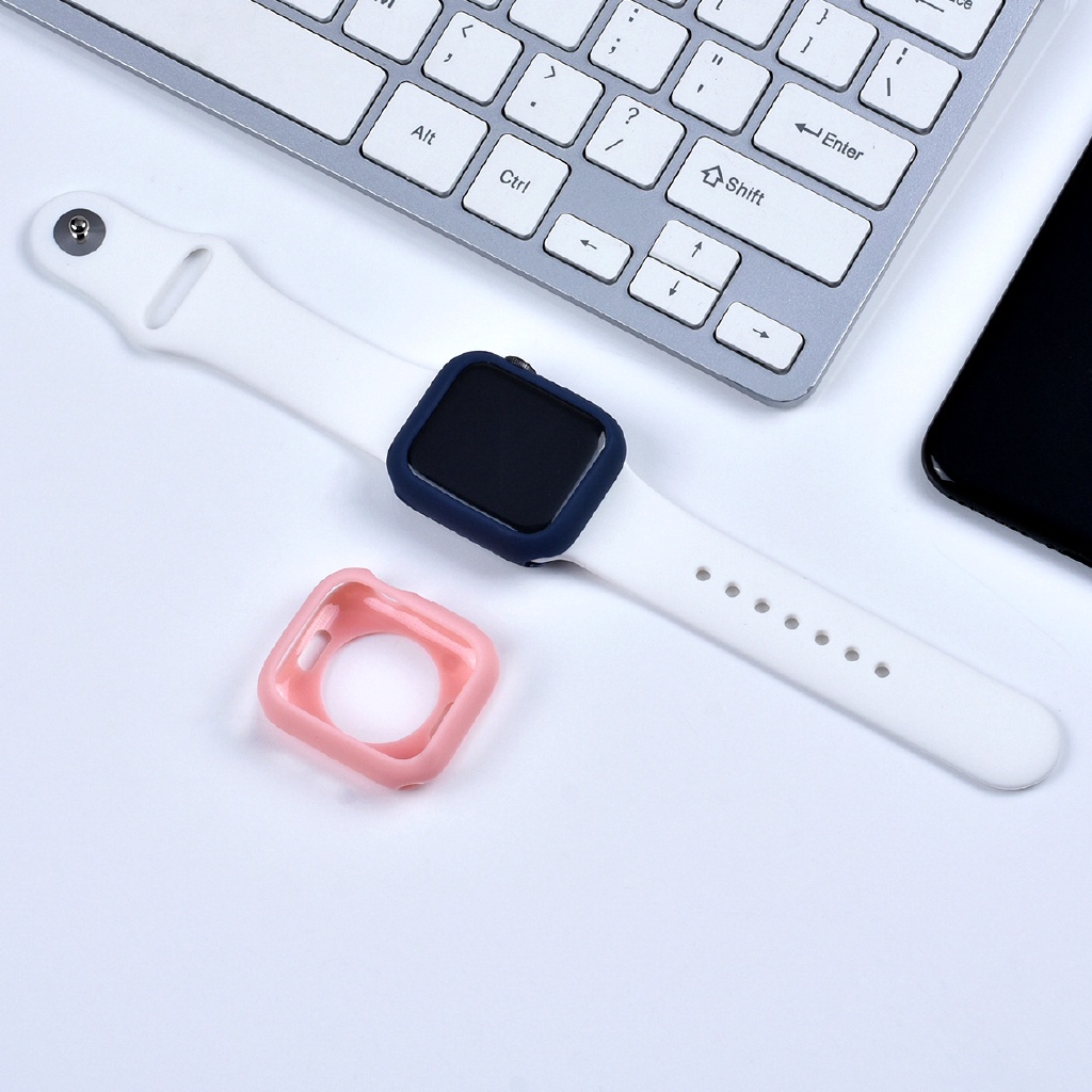 Cover Pelindung Layar Untuk A * ple Watch Case 45mm 41mm 44mm 40mm 42mm 38mm Soft Full TPU Silicone Case Untuk Seri Iwatch7 6 5 4 3