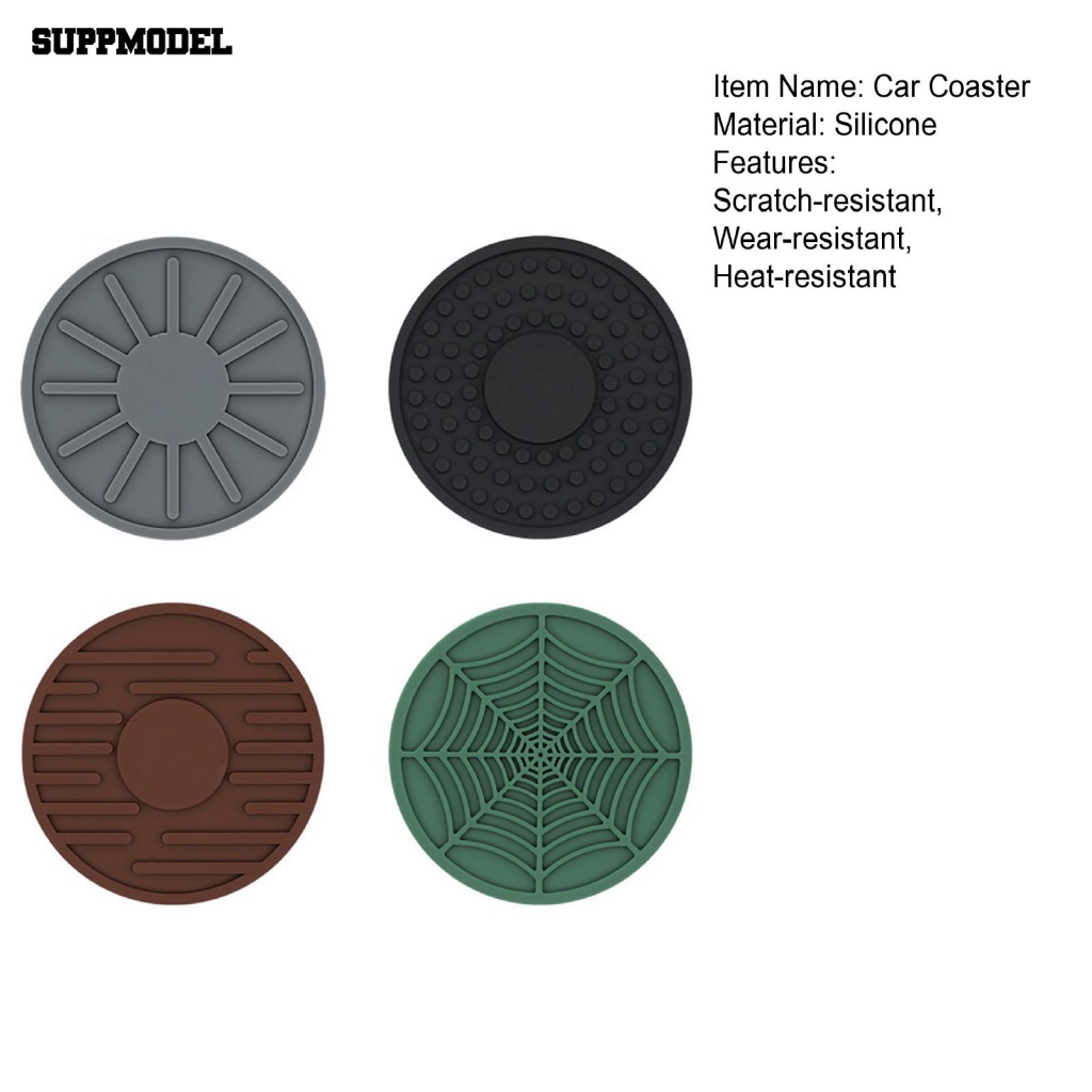 Suppmodel 4Pcs Alas Gelas Mobil Bulat Perlengkapan Otomotif Universal Car Cup Silicone Pad Anti Slip