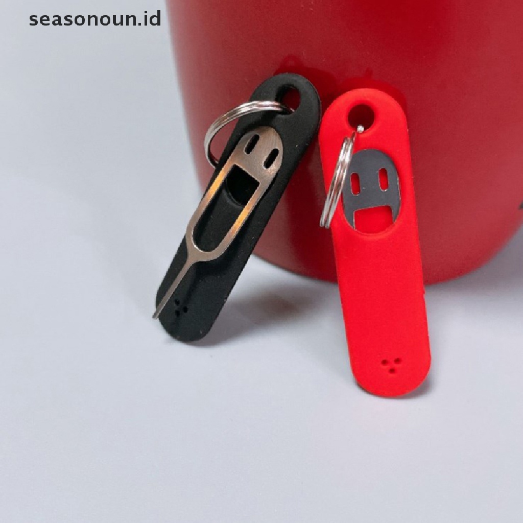 Seasonoun 3/5pcs Pin Pelepas Kartu &amp; Tray Anti Hilang Pesona Gantungan Kunci Ejecter s.