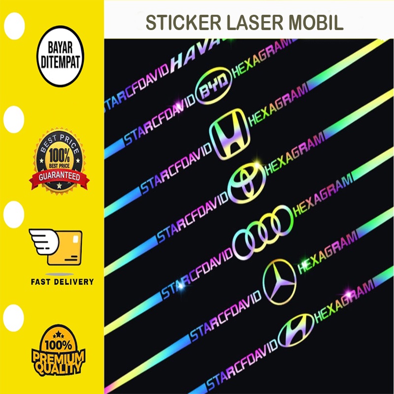 【1 PCS】 Stiker Laser Mobil Stiker Dekorasi Mobil, Stiker Logo Reflektif, Stiker Laser untuk Mobil Honda Toyota Proton Perodua Daihatsu Mitsubishi Suzuki