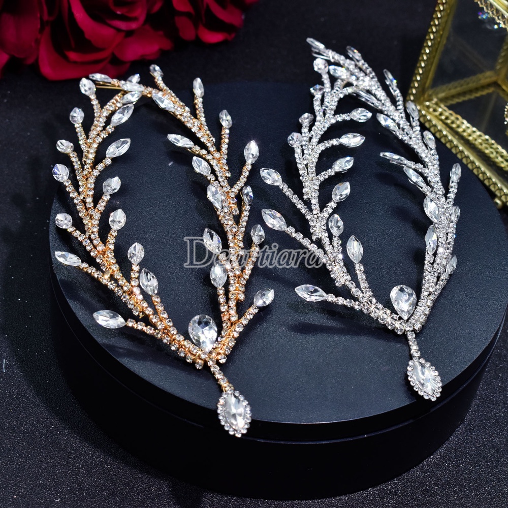 Fashion Bridal Headwear Berlian Imitasi Kepala Rantai Aksesoris Gaun Pernikahan Rambut Band Handmade Liontin Rantai Rambut Band