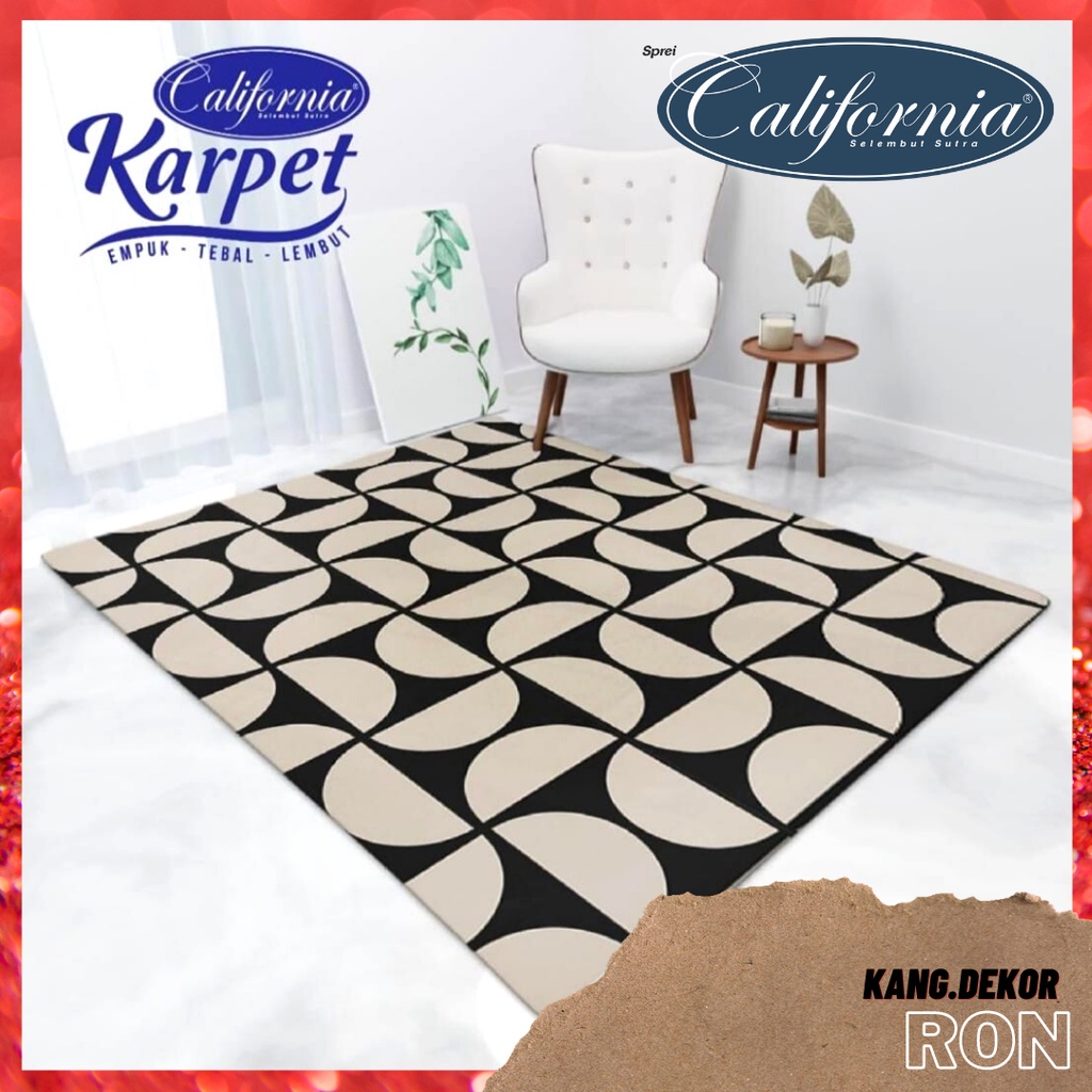 Karpet Selimut California Motif Ron 150x190 Murah Premium Busa Besar Lembut Empuk anti Licin Polyester Tikar Malaysia Perlengkapan Rumah Minimalis