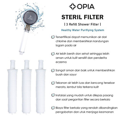 Opia Steril Shower Body Filter Refill Pack (3ea/Pack) – Filter Air untuk Shower Kamar Mandi