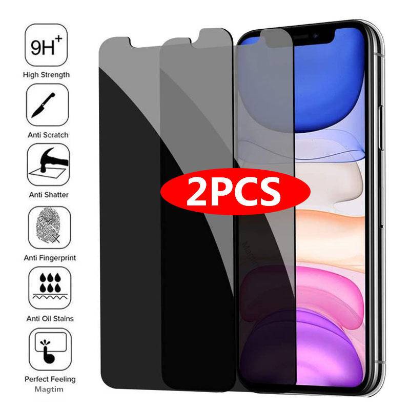 2pcs Pelindung Layar Privasi Untuk iPhone 14 13 12 11 Pro MAX Plus Mini Anti-spy Tempered Glass Untuk iPhone X XS MAX XR 7 8 6 6S Plus SE 2022 2020 14Plus 13Mini 12Mini