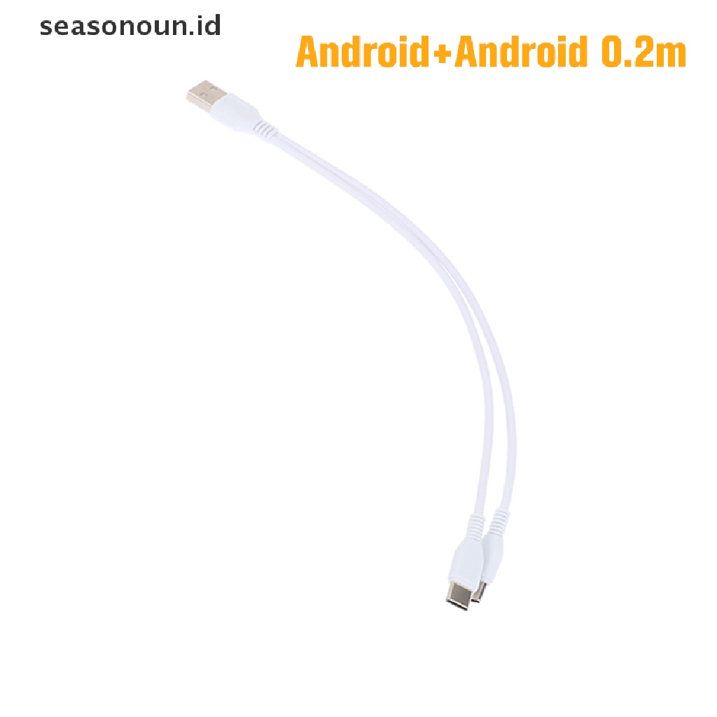 Seasonoun 2in1 USB Tipe C Micro USB C Cable Handphone Kabel Pengisian Cepat Untuk Huaiwei Samgsung Xiaomi Type C Charge Cord Wire Kabel Cas Android TYPE-C.